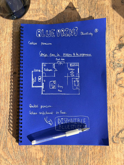 Cahier Blueprint premium, pack de stylos inclus