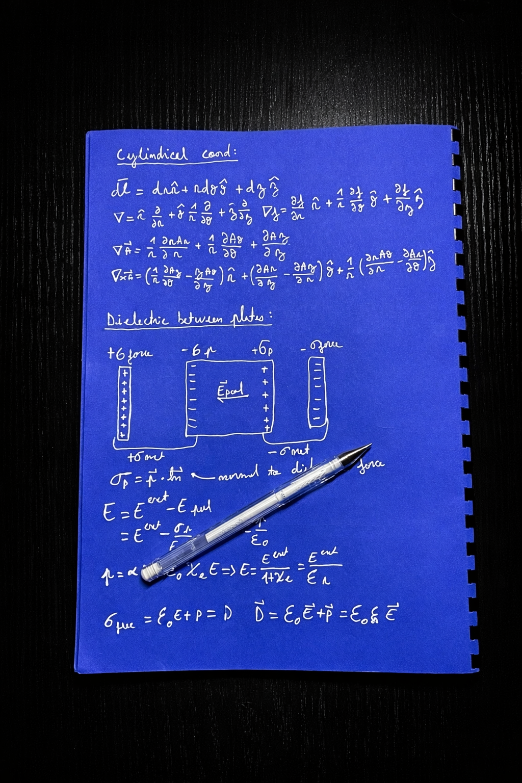 Cahier Blueprint, stylo à gel blanc inclus