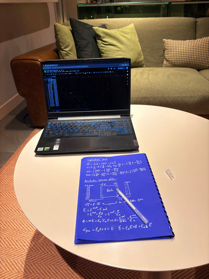 Cahier blueprint, stylo à gel blanc inclut