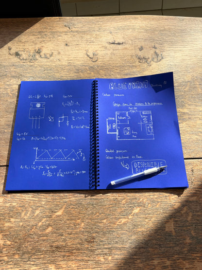 Cahier Blueprint premium, pack de stylos inclus