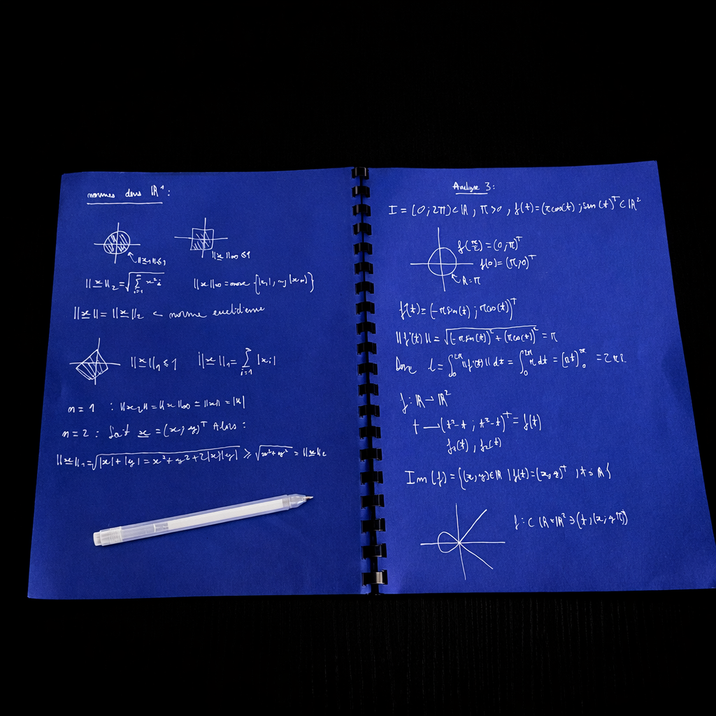 Cahier Blueprint, stylo à gel blanc inclus